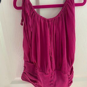 Hot pink Free People silky shirt. Size small